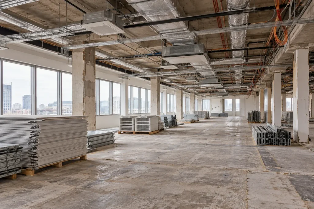 Illustrative stripped commercial interior